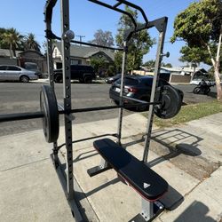 Power Cage Squat Rack Bench Press With Weight Bench