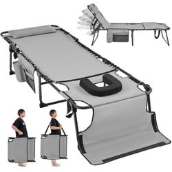 Removable Cushion with Face Hole Outdoor Folding Tanning Chair