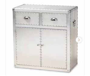 Serge Silver Storage Cabinet with 2-Drawers