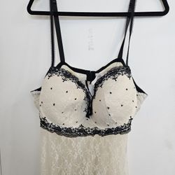 White Black Trimmed Night Gown 