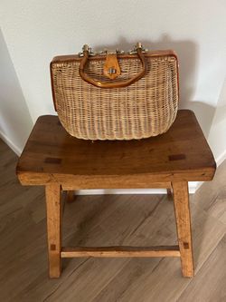 Vintage wicker and lucite purse