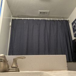 Navy Blue Shower Curtain Set (with Liner + Hooks)