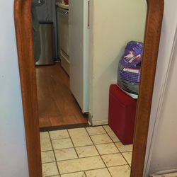 3/4 LENGTH MIRROR WITH OAK FRAME