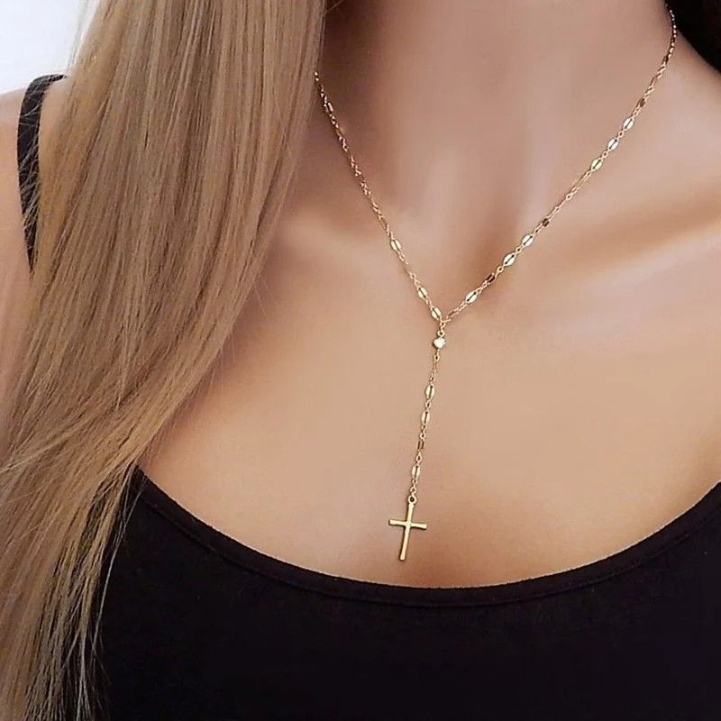 Gold Silver Color Clavicle Chain Cross Pendant Clavicle Necklace For Women