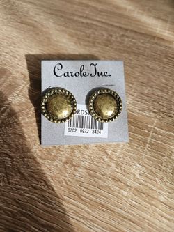 Carole Inc. Gold Tone Round Stud Earrings