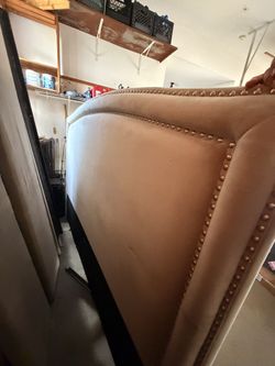 Tan fabric headboard