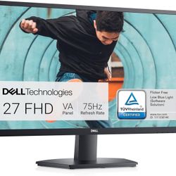 Dell SE2722HX Monitor - 27 inch FHD (1920 x 1080) 16:9 Ratio with Comfortview (TUV-Certified), 75Hz Refresh Rate, 16.7 Million Colors, Anti-Glare Scre