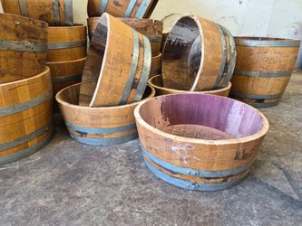 1/4 cut wine barrel planters