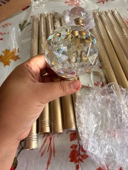 48-148" Gold Curtain Rods For Window, 1" With Crystal Diamond Ball Finials