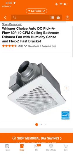 Shop Panasonic Whisper Choice Auto DC Pick-A-Flow 80/110 CFM Ceiling Bathroom Exhaust Fan with Humidity Sense and Flex-Z Fast Bracket