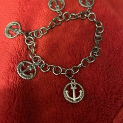 Gold Tone Anchor /sea Charms Bracelet!!ocean Style 