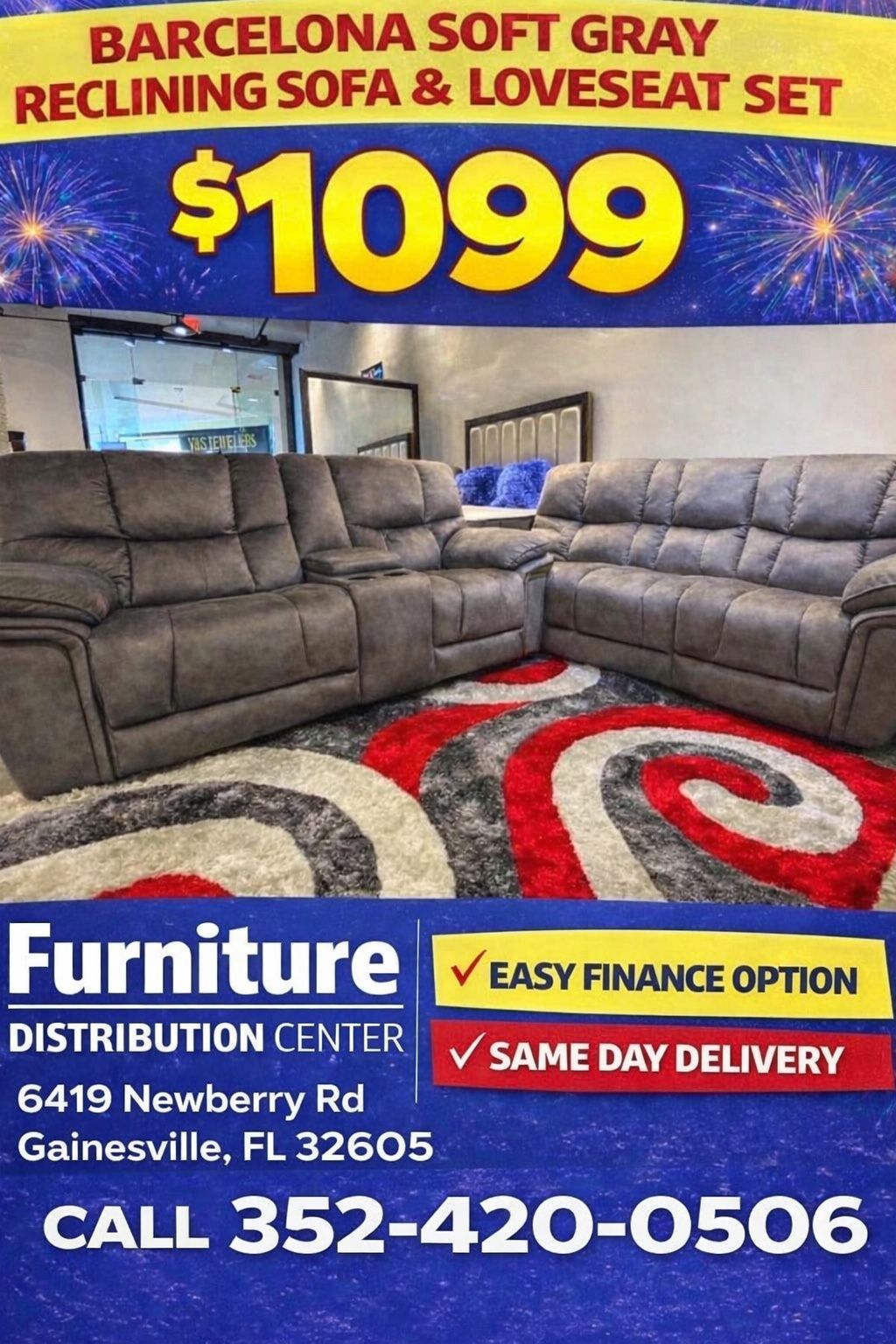 BARCELONA GRAY LOVESEAT AND SOFA $1099