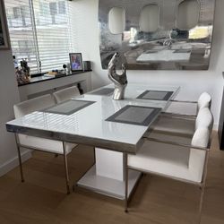 sleek glass top table - Chairs Optional For Additional Fee