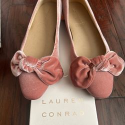 Lauren Conrad Velvet Bow Flats Size 9