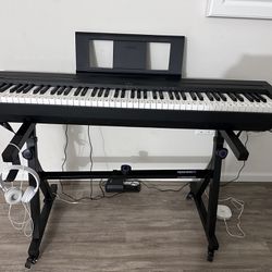 Yamaha P45 88-Key Weighted Digital Piano with Stand And Yamaha Headset