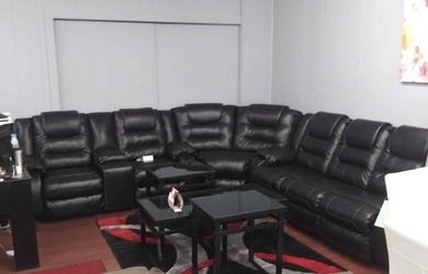 Ashley Black Leather Reclining Sectional