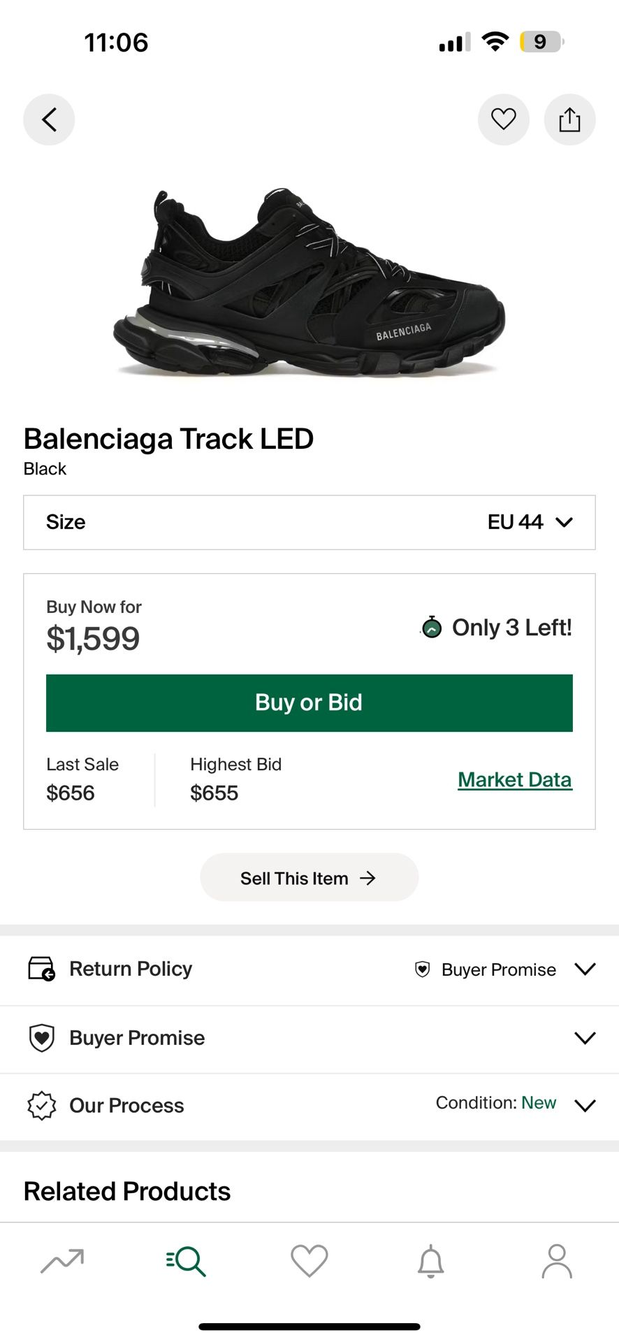 balenciaga LED tracks size 43