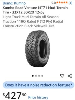 Brand New 2 Tires- Kumho 35x12.5x20