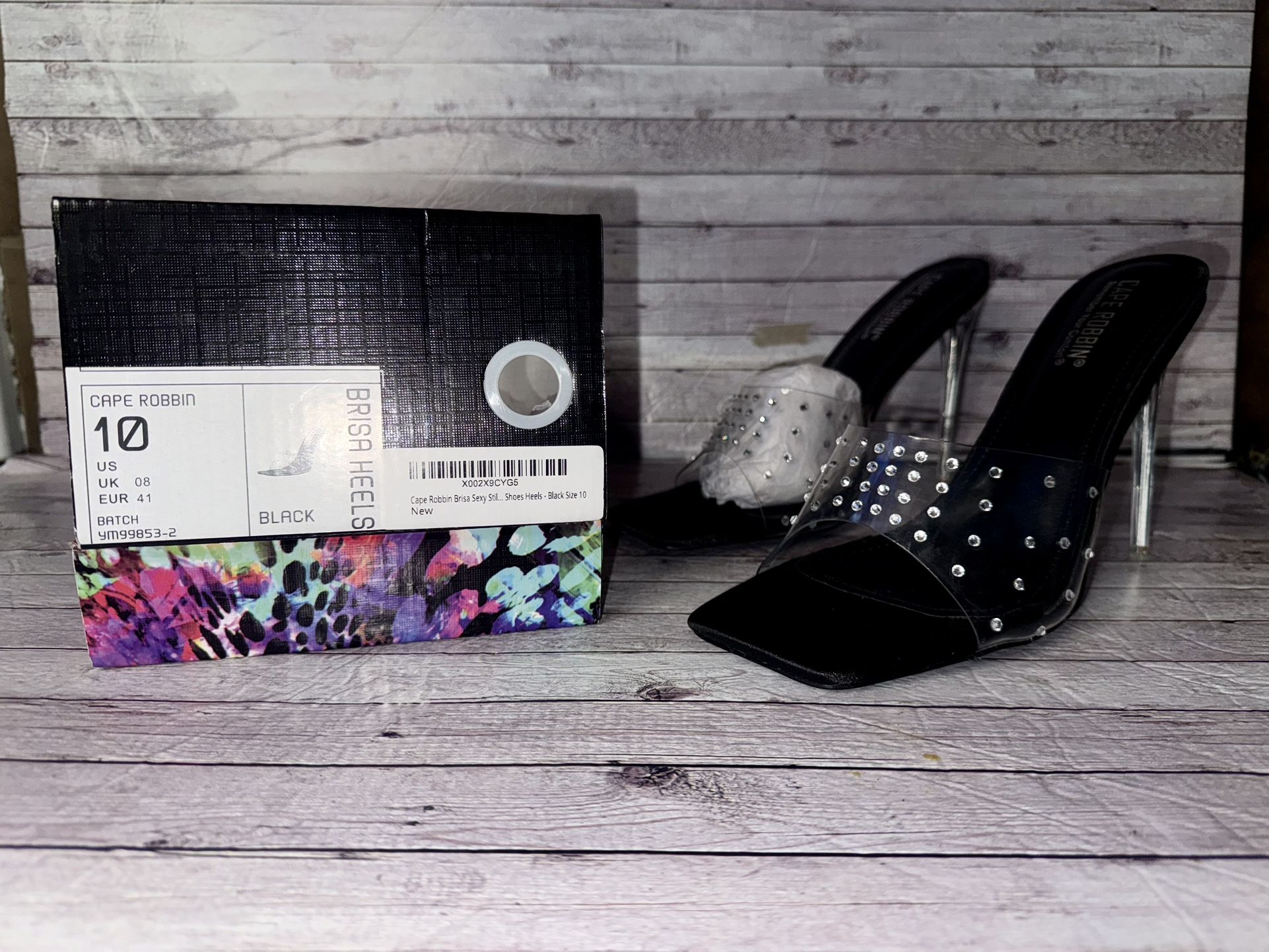 HEELS BLACK/CLEAR SIZE 10