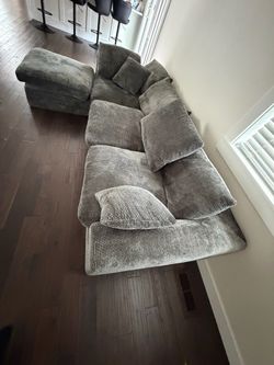 Gray Chenille Sectional Sofa with Chaise