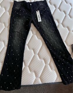 Black Rhinestone Jeans (XL)