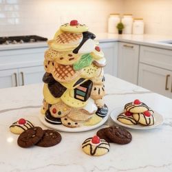 Vintage Ceramic Classic Colorful LARGE COOKIE JAR 11.5" Inches. Beautiful
