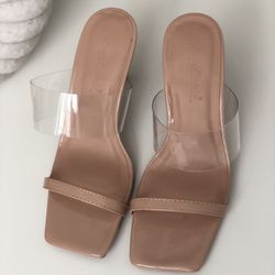 Brand New Miss Lola Nude & Clear Jody Heels