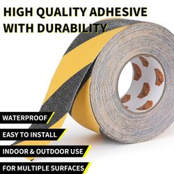 TAPEBEAR Non Slip Hazard Tape 3inch x 60feet, Black  Yellow Safety #3891F G1