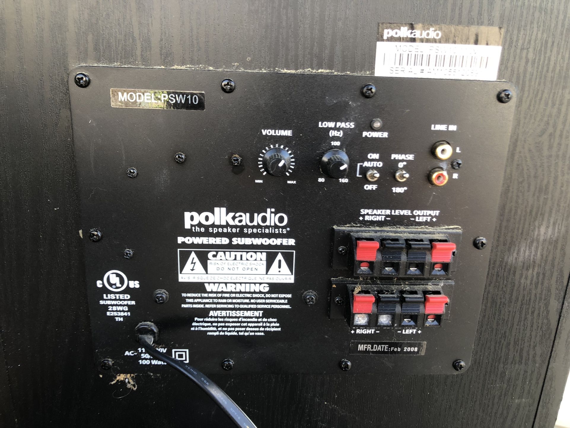 Polk Audio PSW-10 Powered Subwoofer