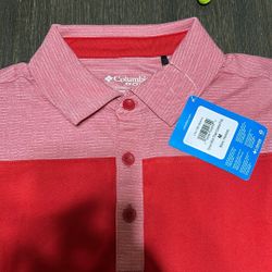 Red Columbia Golf Silky Polo Button Up 