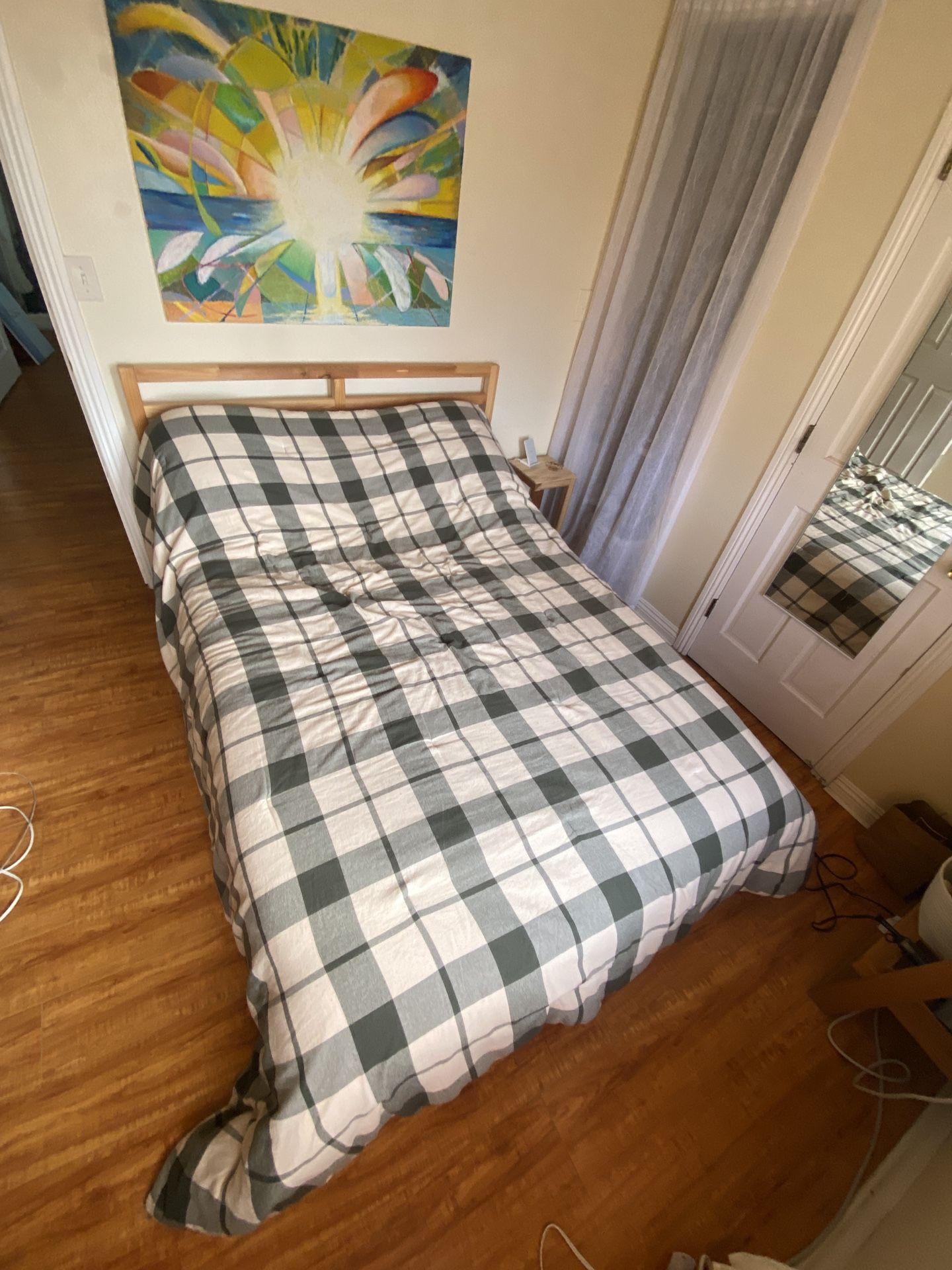 IKEA Full Tarva Bed Frame + Mattress + Memory Pad