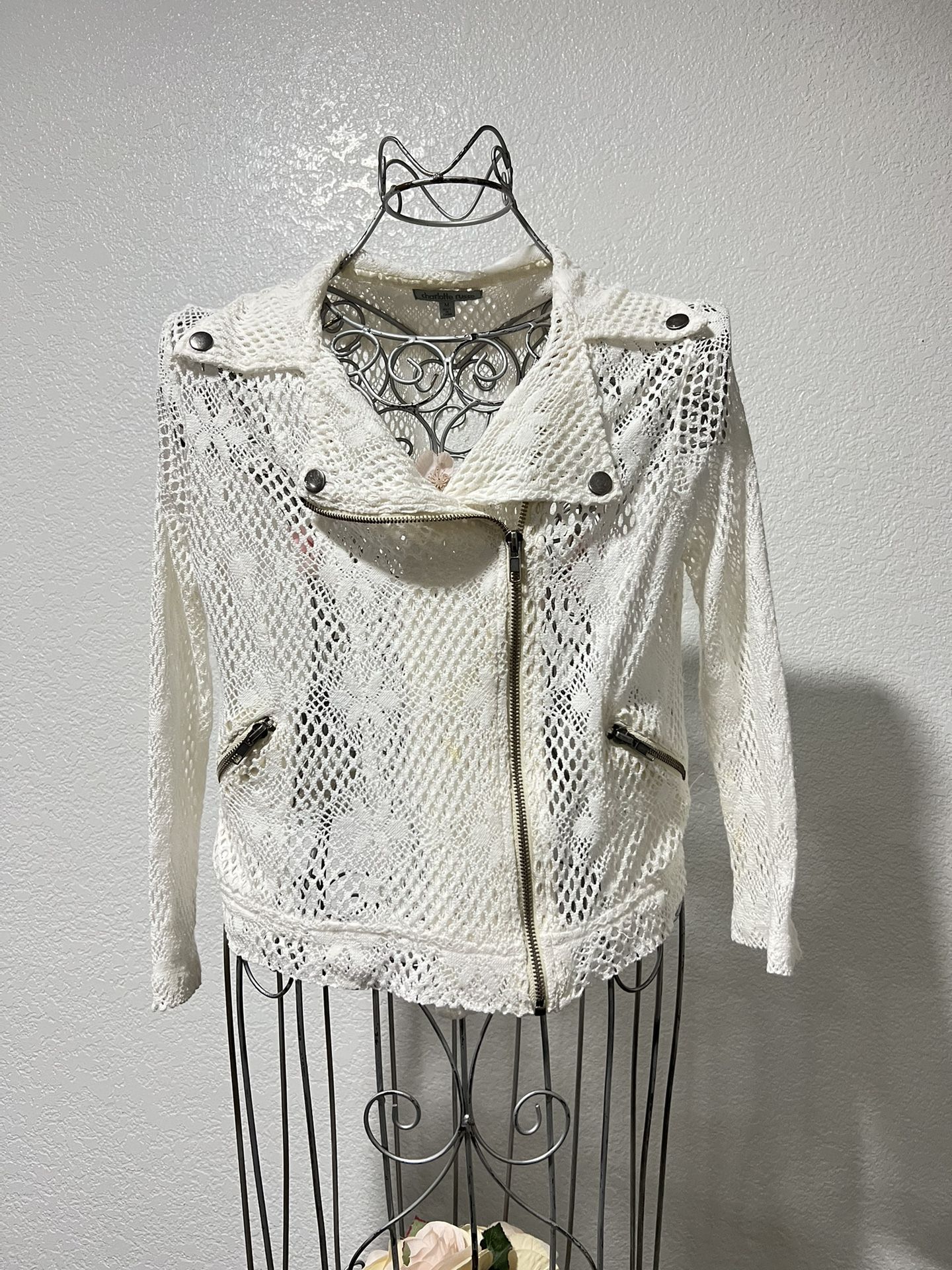 Jacket Laced Jacket Charlotte Russe Size M  It has some stains. Details in photos