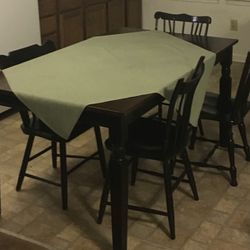 Solid Dark Wood Dining Room Table