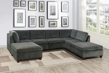 Brand New Grey Super Plush Chenille Modular Sectional Sofa