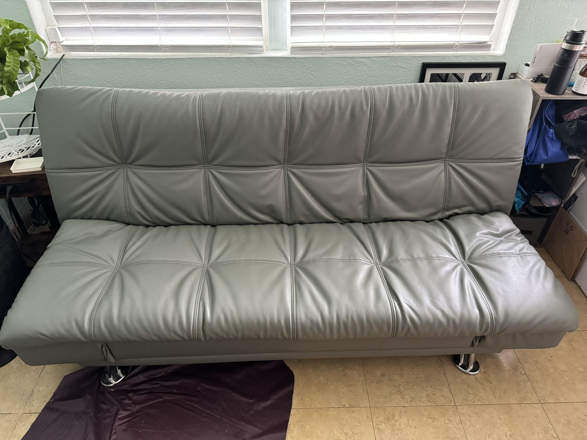 Faux Leather Futon Couch Sofa Bed Free Full Size Bed Frame