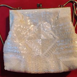 White Pearl Evening Dress Purse 