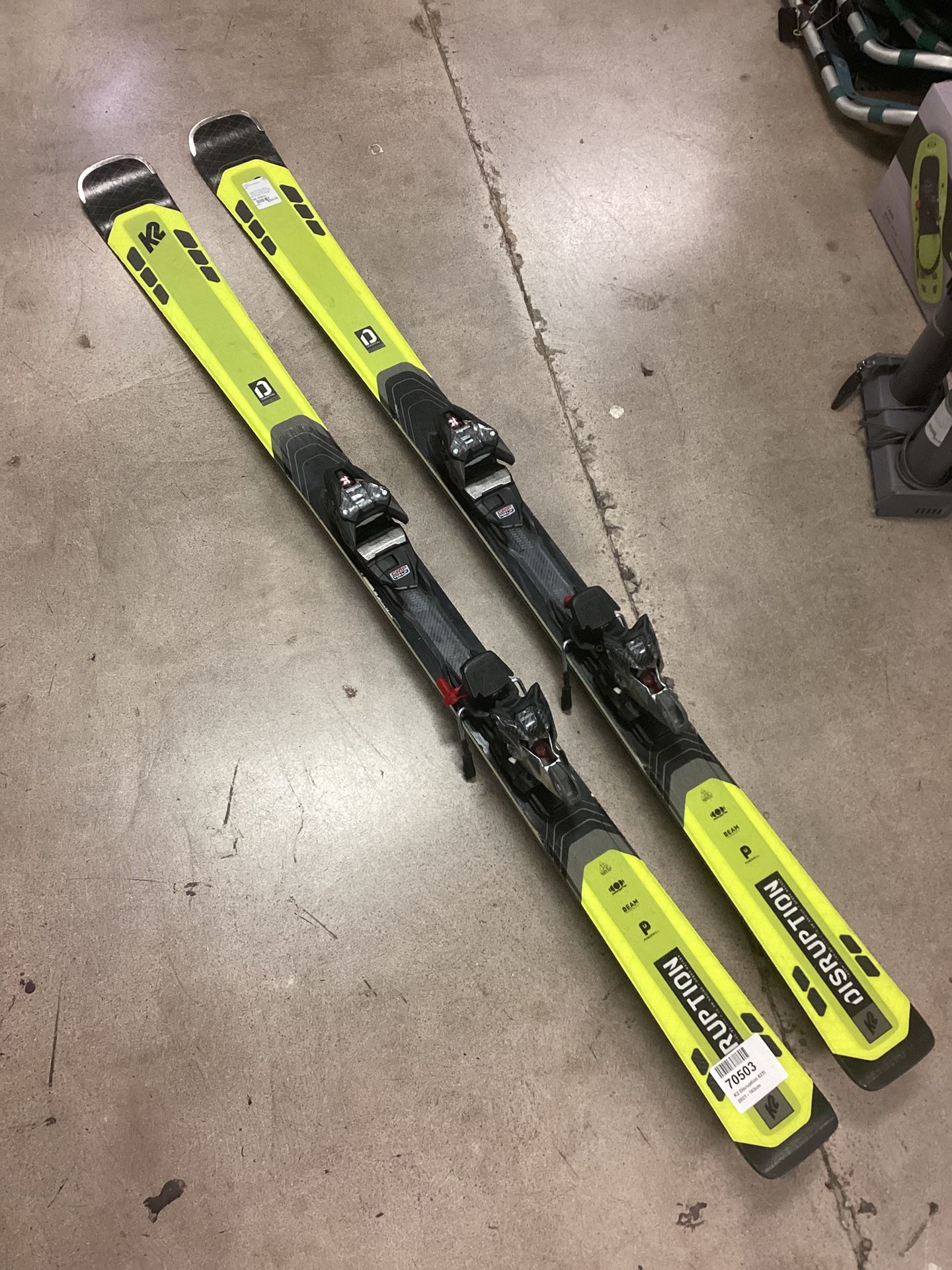 Used K2 Disruption 163cm Downhill Skis With Marker MXCELL 12.0 Bindings