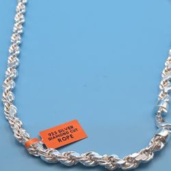 7.7mm Sterling Silver Rope Chain 24” Heavy 71.6g