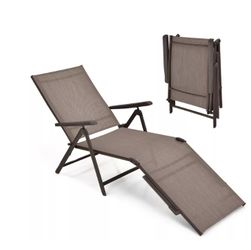 Set of 2 Costway Folding Patio Chaise Lounge Chairs – Brand New (Brown)