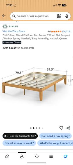 Queen slatted bed frame