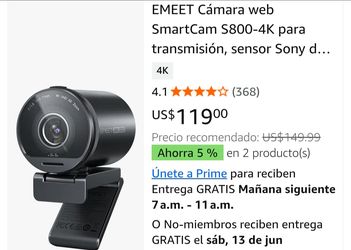 EMEET SmartCam S800-4K Webcam for Streaming, 1/2-inch Sony Sensor, Supports HDR, PDAF and TOF Dual Autofocus, 1080P at 60fps, 2 Noise-Canceling Microp