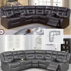 Leather Sectional With Reclining Seats