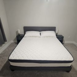 King Size Bed & Frame Set + FREE Nightstands, Lamps, & Pillows