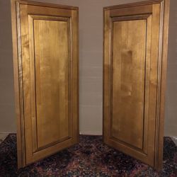 Two Corner/Diagonal/Triangle Wood Cabinets