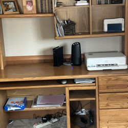 Oak Desk And Hutch