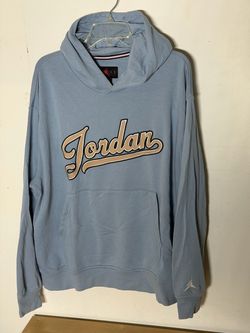 Jordan Flight MVP Script Pullover Hoodie Light Blue Tan Men’s Large