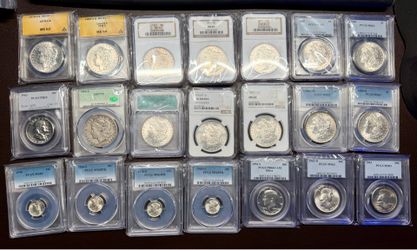 21 Graded Silver Coins – Morgan Dollars PCGS NGC CACG