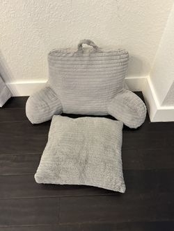 Grey Backrest and Throw Pillow Set