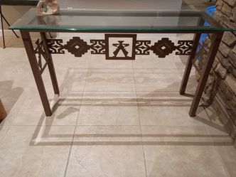 Vintage southwestern mirror and glass table set