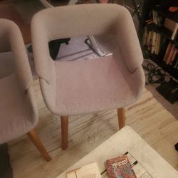Mid Century Modern Style Chairs  Grey Fabric 